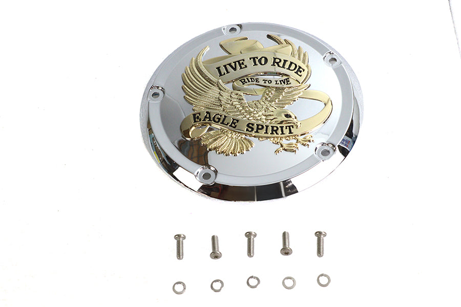 42-1238 - 5-Hole Derby Cover Gold Inlay by V-Twin