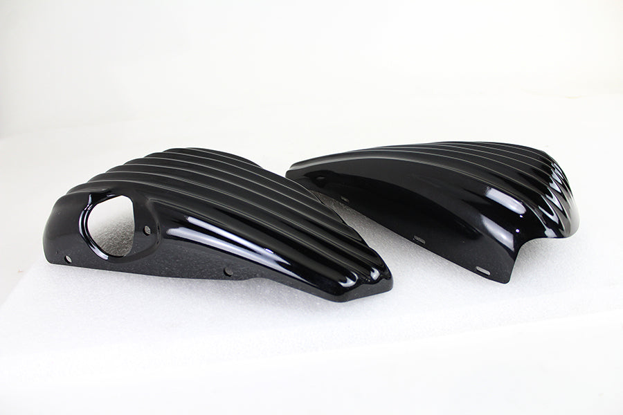 42-1453 - Finned Oil Tank and Battery Side Cover Set Gloss Black by V-Twin
