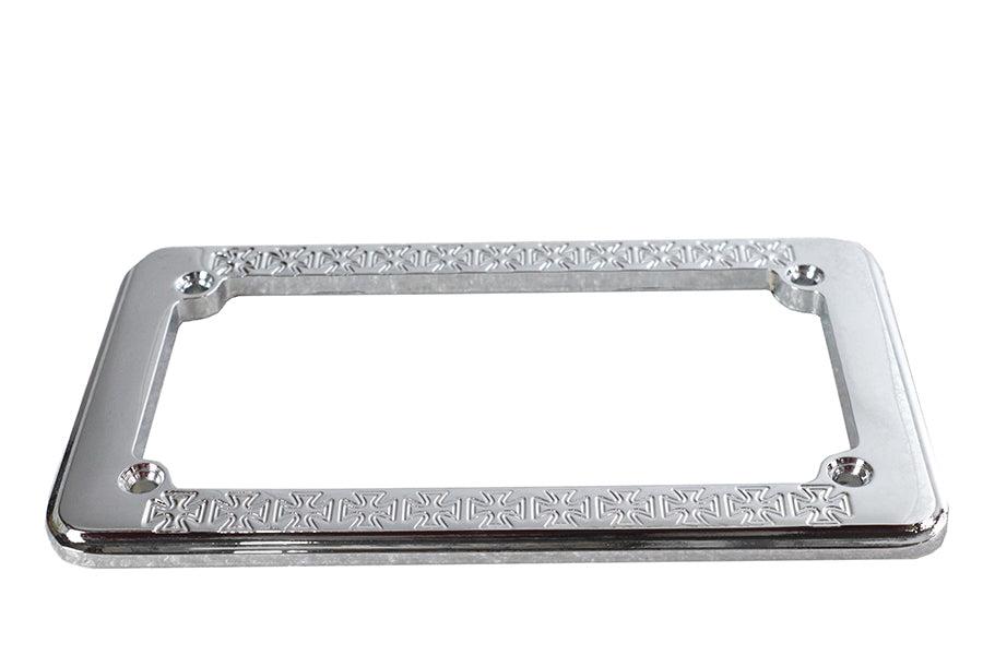 42-1575 - License Plate Frame Maltese Style Chrome by V-Twin