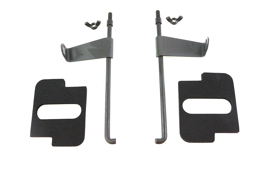 42-9918 - Parkerized Battery Rod Set with Flag and Pads by V-Twin