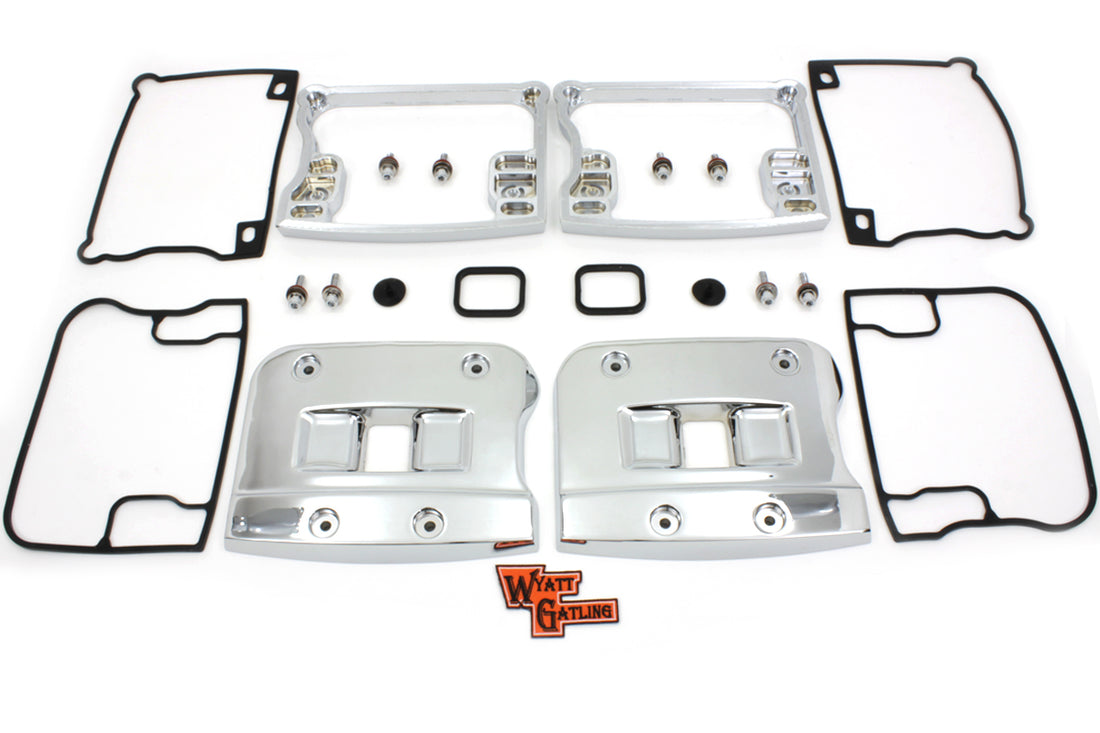 43-0377 - Wyatt Gatling Top Rocker Box Cover and D-Ring Set Chrome by Motorshop