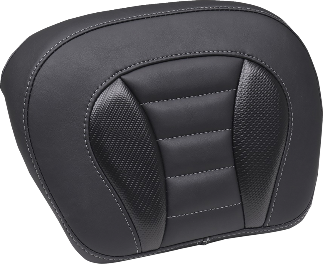 MUSTANG Deluxe Chopped Tour-Pak® Sissy Bar Pad - Black w/ Gunmetal Stitch - Touring 88405GM