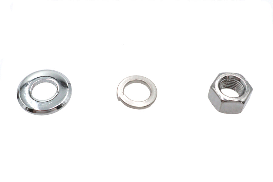 44-0599 - Chrome Front Axle Nut and Washer Kit by V-Twin
