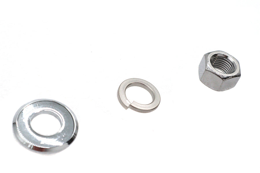 44-0599 - Chrome Front Axle Nut and Washer Kit by V-Twin