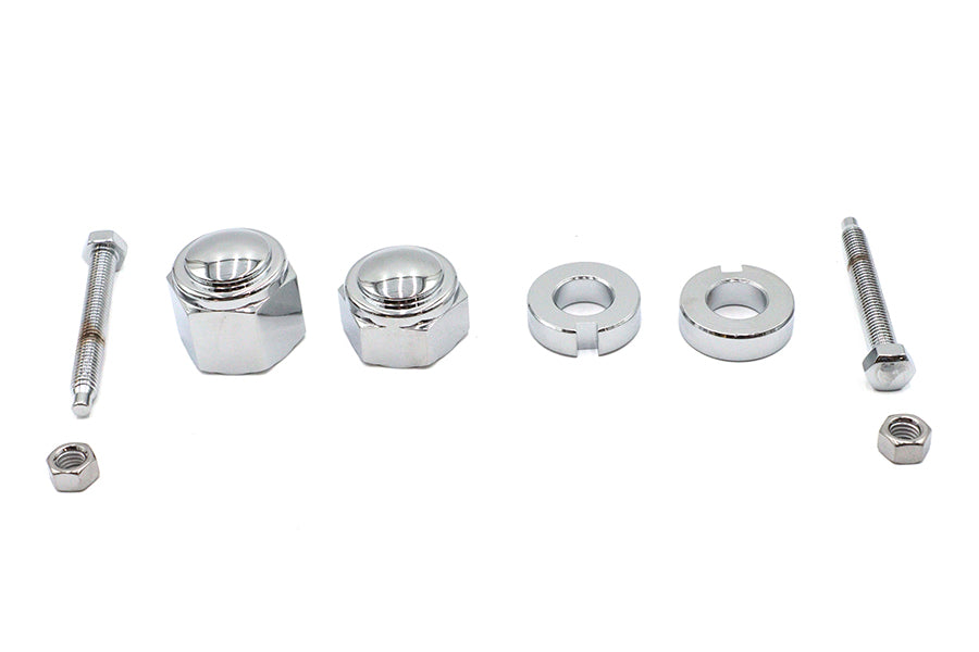 44-0634 - Chrome Rear Axle Adjuster and Nut Kit by V-Twin