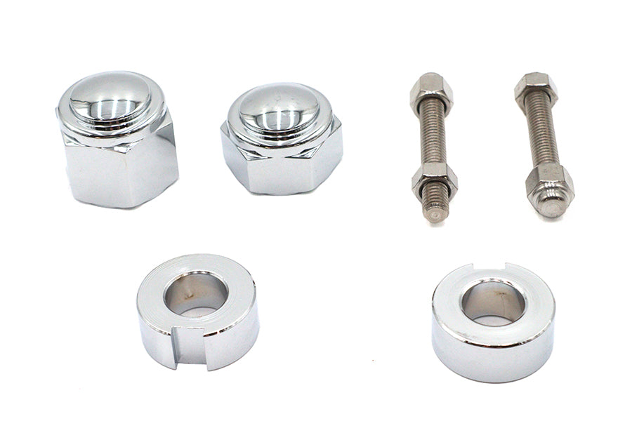 44-0635 - Chrome Rear Axle Adjuster and Nut Kit by V-Twin