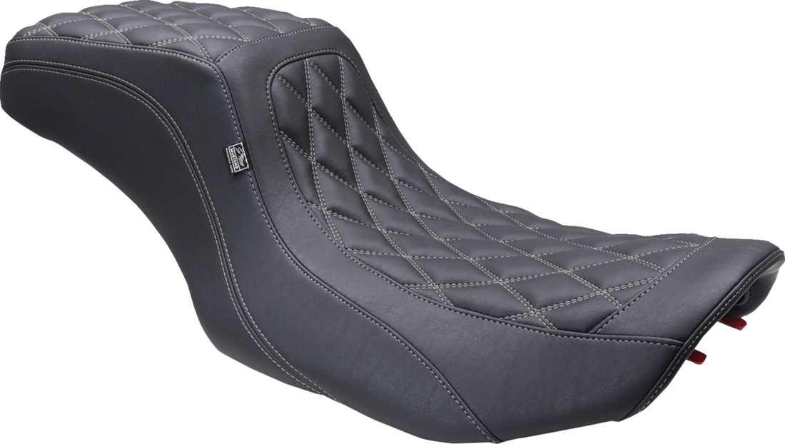 MUSTANG One Piece 2-Up Squareback Seat - Double Diamond - Gunmetal Stitch - FLH/FLT '23-'25 88415GM