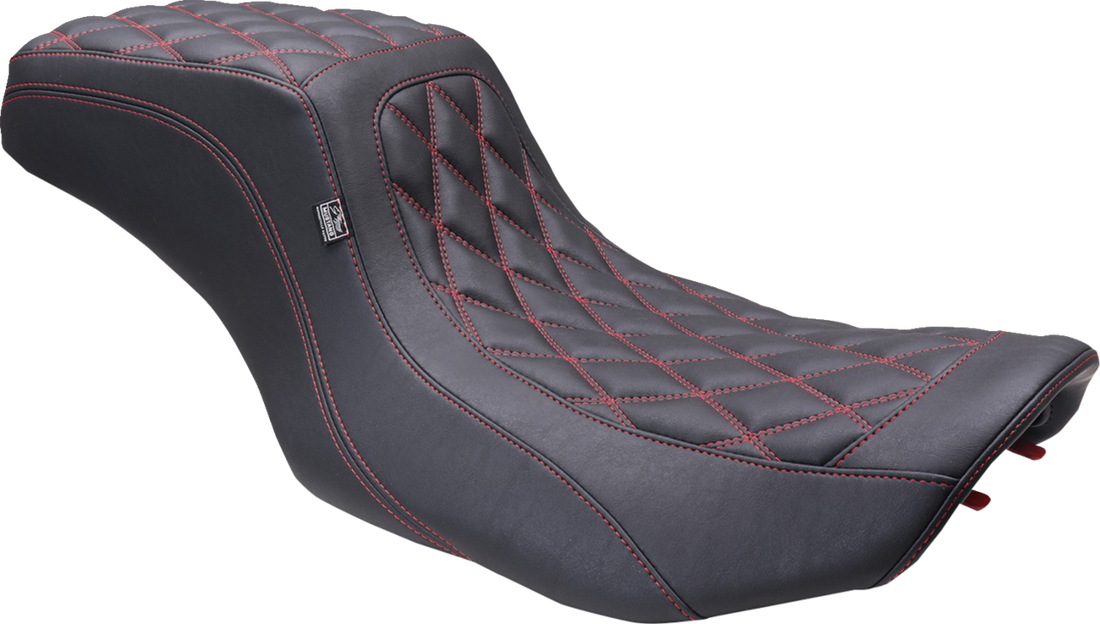 MUSTANG One Piece 2-Up Squareback Seat - Double Diamond - Black Cherry Stitch - FLH/FLT '23-'25 88415DC