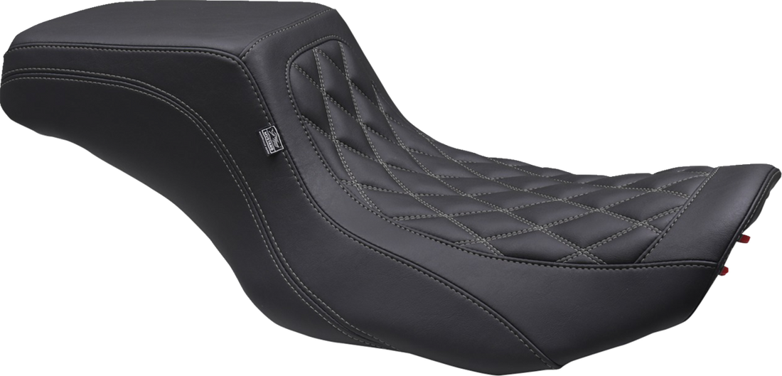 MUSTANG One Piece 2-Up Squareback Seat - Double Diamond - Gunmetal Stitch - FLH/FLT '23-'25 88416GM
