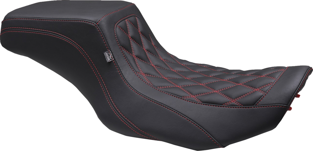MUSTANG One Piece 2-Up Squareback Seat - Double Diamond - Black Cherry Stitch - FLH/FLT '23-'25 88416DC