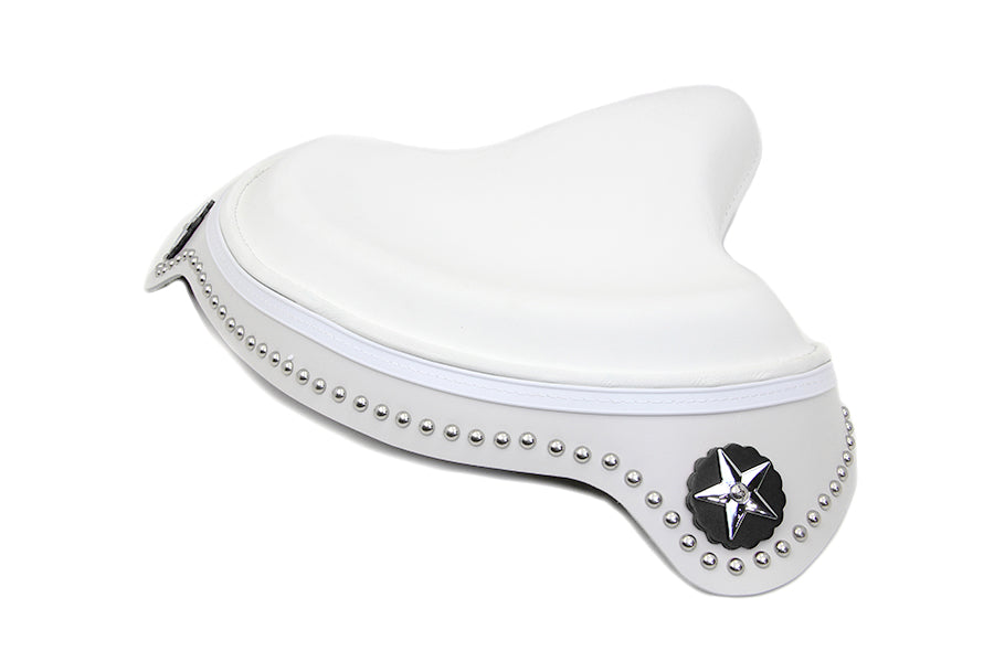 47-0947 - White Leather Solo Seat with Skirt by V-Twin