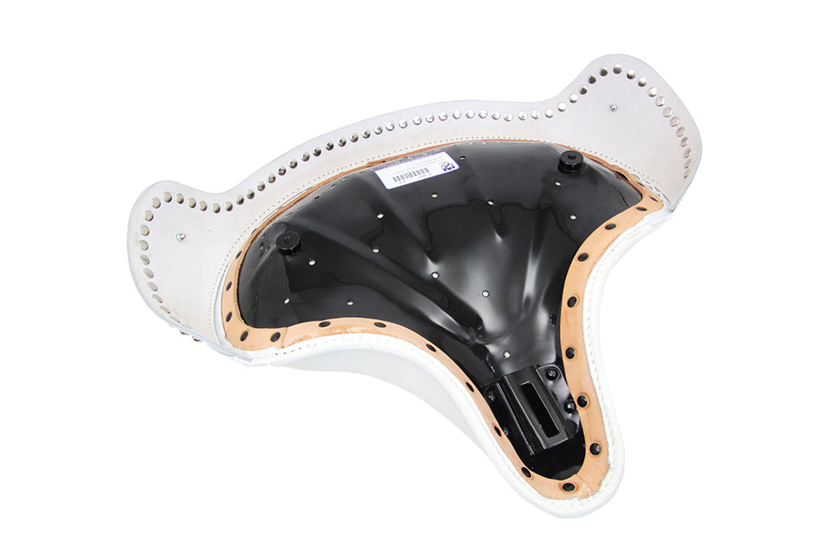 47-0947 - White Leather Solo Seat with Skirt by V-Twin