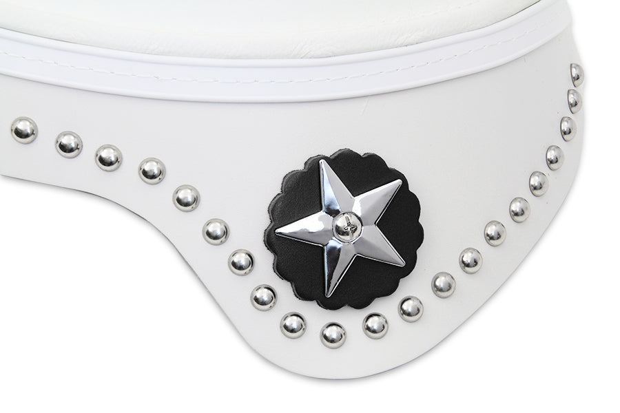 47-0947 - White Leather Solo Seat with Skirt by V-Twin