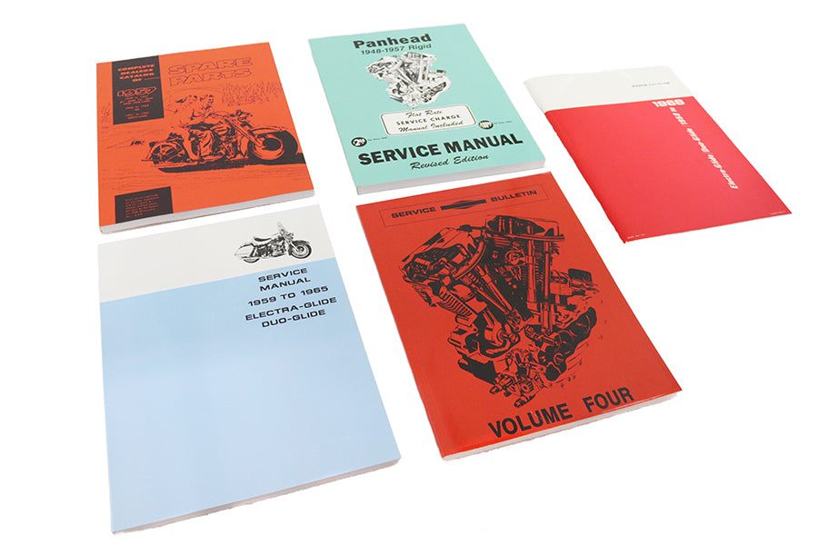 48-0835 - Panhead and Shovelhead Parts and Service 5 Piece Manual Set by V-Twin
