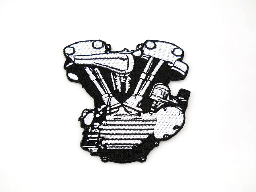 48-1163 - Black and White Knucklehead Engine Patches by V-Twin