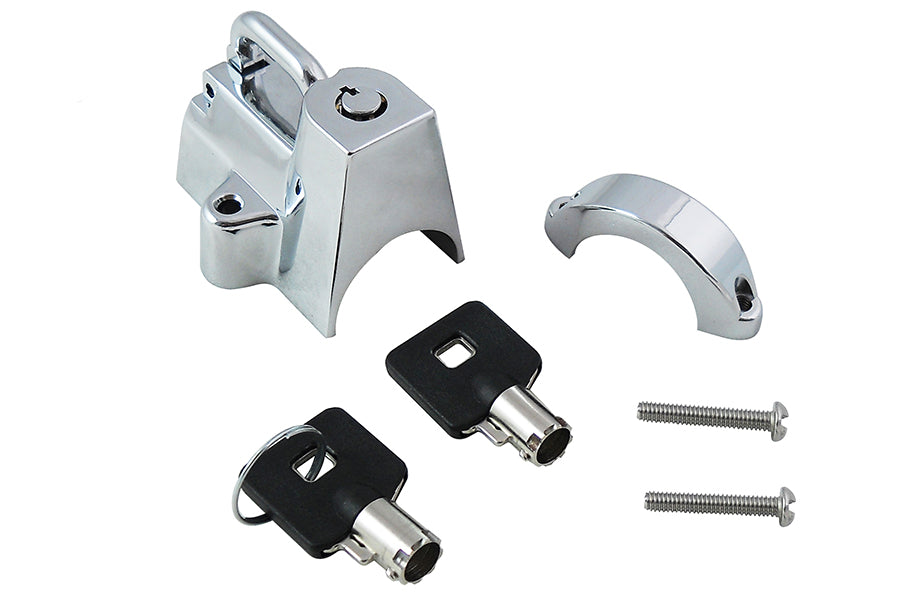 48-1458 - Chrome Helmet Lock with Pipe Key by V-Twin