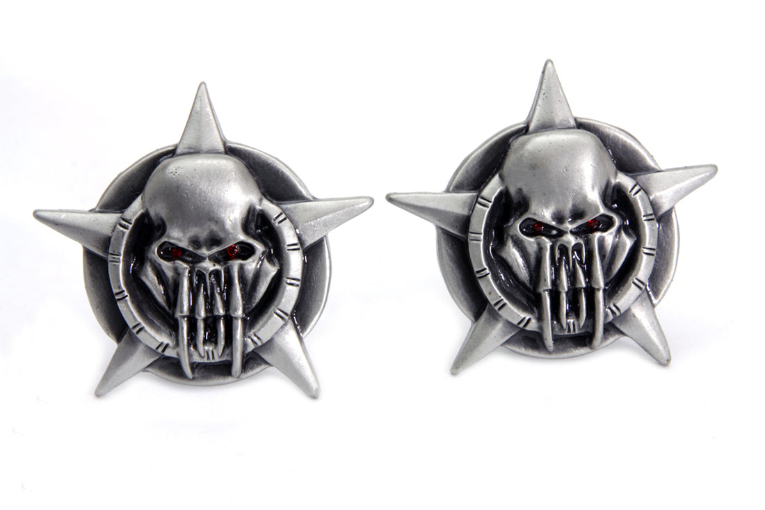 48-1621 - Skull on Star License Plate Topper Set by V-Twin