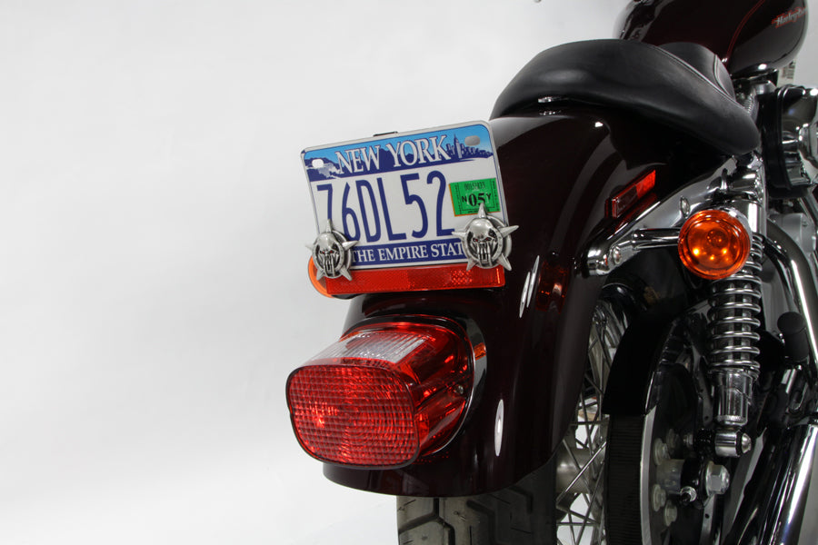 48-1621 - Skull on Star License Plate Topper Set by V-Twin
