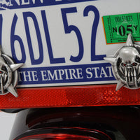 48-1621 - Skull on Star License Plate Topper Set by V-Twin