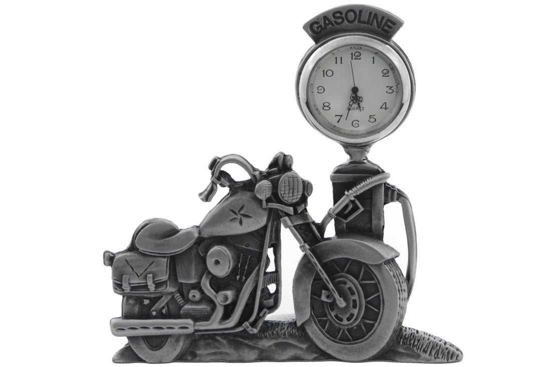 48-1654 - V-Twin Pewter Motorcycle Clock 4-1/2 inch Tall by V-Twin