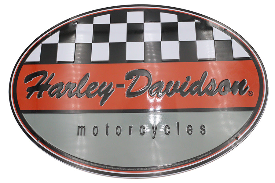 48-2325 - Harley Davidson Racing Oval Tin Sign by OE