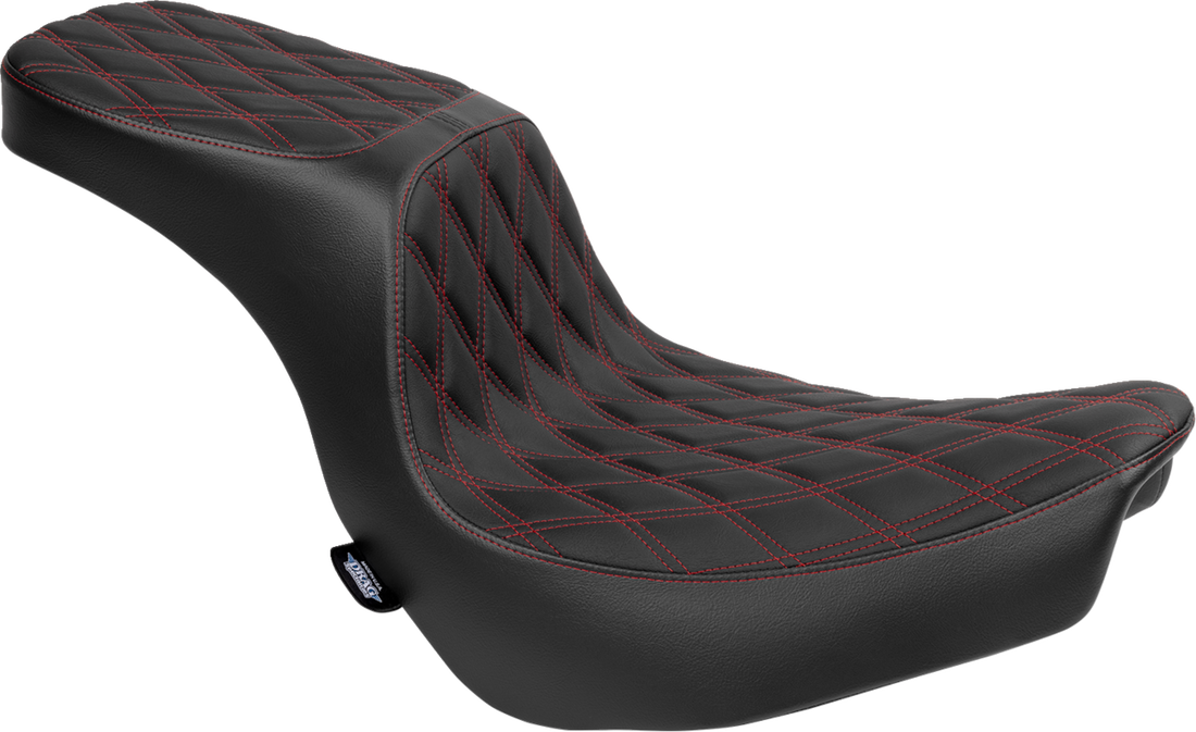 DRAG SPECIALTIES SEATS Predator 2-Up Seat - Vinyl - Double Diamond - Red Stitching - FLSB/FXLRS '18-'24 4688D