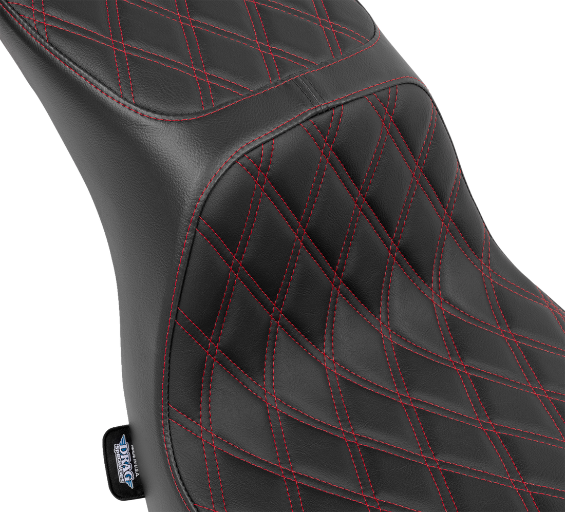 DRAG SPECIALTIES SEATS Predator 2-Up Seat - Vinyl - Double Diamond - Red Stitching - FLSB/FXLRS '18-'24 4688D