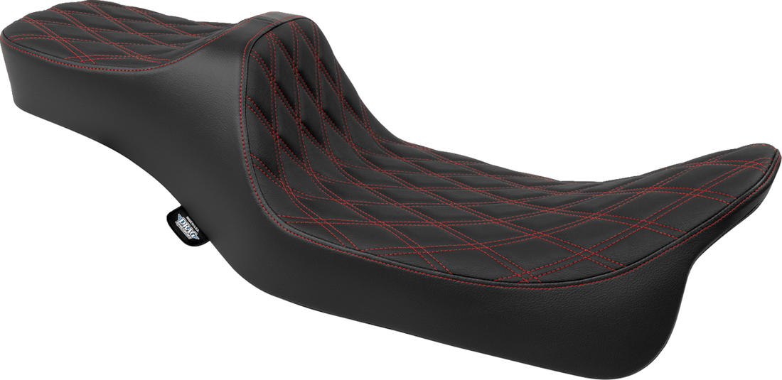 DRAG SPECIALTIES SEATS Predator III Seat - Extended Reach - Double Diamnd - Red Stitching - FLH/FLT '08-'24 4687D