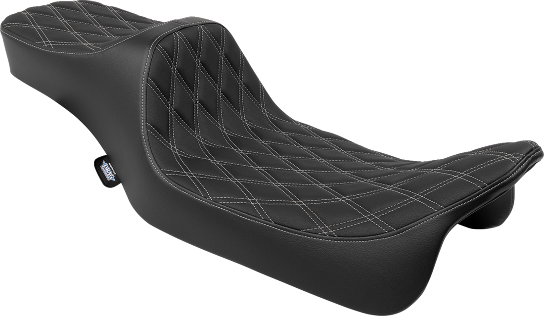 DRAG SPECIALTIES SEATS Predator III Seat - Extended Reach - Double Diamnd - Silver Stitching - FLH/FLT '08-'24 4687C
