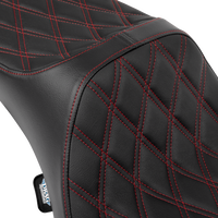 DRAG SPECIALTIES SEATS Predator III Seat - Extended Reach - Double Diamnd - Red Stitching - FLH/FLT '08-'24 4687D