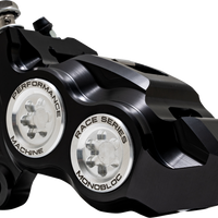 PERFORMANCE MACHINE (PM) Caliper - 137 X 4B - Left - Black Anodized with Clear Bore Caps 0053-2957-MC