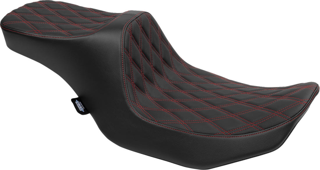 DRAG SPECIALTIES SEATS Predator III 2-Up Seat - Vinyl - Double Diamond - Red Stitching - FLT/FLH '23-'24 4690D