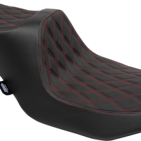 DRAG SPECIALTIES SEATS Predator III 2-Up Seat - Vinyl - Double Diamond - Red Stitching - FLT/FLH '23-'24 4690D