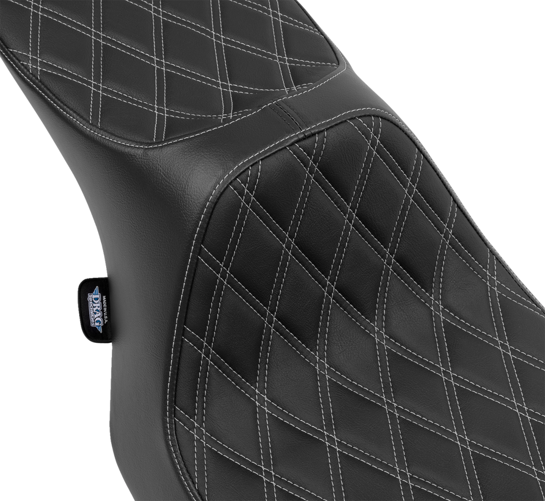 DRAG SPECIALTIES SEATS Predator III 2-Up Seat - Vinyl - Double Diamond - Silver Stitching - FLT/FLH '23-'24 4690C