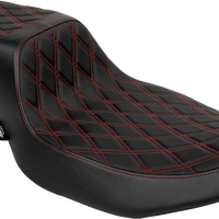DRAG SPECIALTIES SEATS Performance Predator 2-Up Seat - Extended Reach - Vinyl - Red Double Diamond Stitch 4691D
