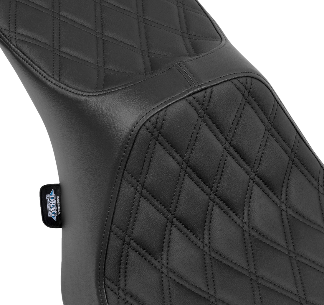 DRAG SPECIALTIES SEATS Predator III 2-Up Seat - Vinyl - Double Diamond - Black Stitching - FLT/FLH '23-'24 4690B
