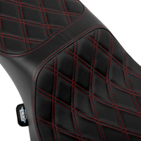DRAG SPECIALTIES SEATS Performance Predator 2-Up Seat - Extended Reach - Vinyl - Red Double Diamond Stitch 4691D