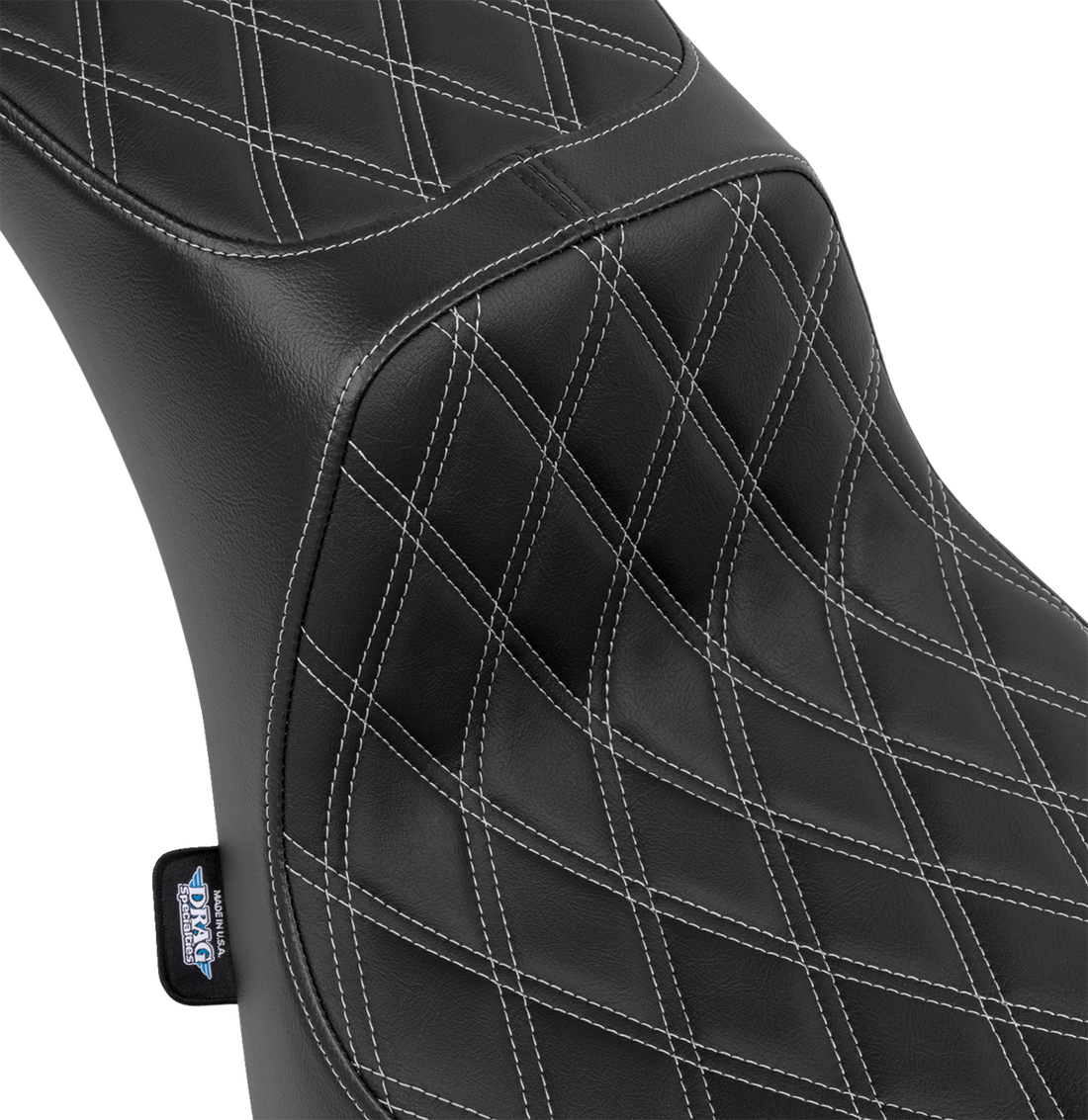 DRAG SPECIALTIES SEATS Performance Predator 2-Up Seat - Vinyl - Double Diamond - Silver Thread - FL '00-'17 4689C