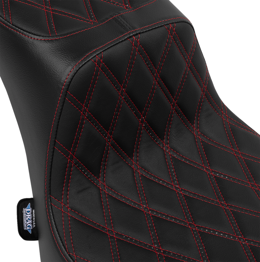 DRAG SPECIALTIES SEATS Performance Predator 2-Up Seat - Vinyl - Double Diamond - Red Thread - FL '00-'17 4689D