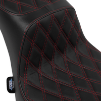 DRAG SPECIALTIES SEATS Performance Predator 2-Up Seat - Vinyl - Double Diamond - Red Thread - FL '00-'17 4689D