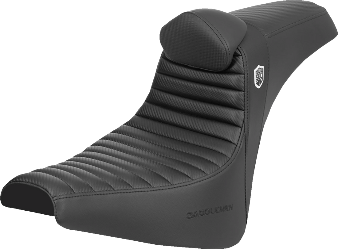 SADDLEMEN Pro Series SDC Performance Seat - w/ Backrest - Tuck-n-Roll/Carbon Fiber - Gripper - FX '18-'24 SC81830TB