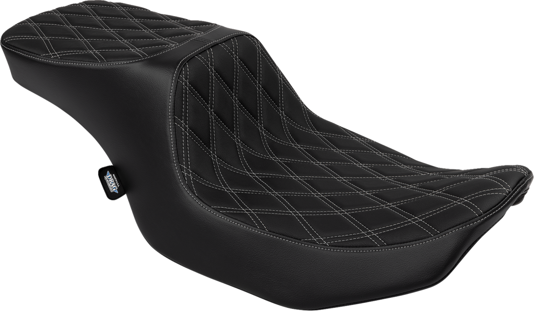 DRAG SPECIALTIES SEATS Predator 2-Up Seat - Vinyl - Double Diamond Silver Stitch - w/o Backrest - FLTR/FLHX '23-'24 4692C