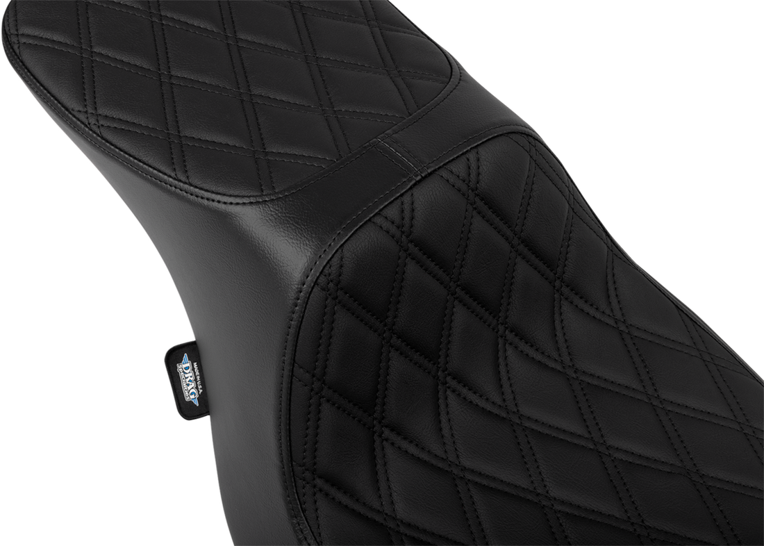 DRAG SPECIALTIES SEATS Predator 2-Up Seat - Vinyl - Double Diamond Black Stitch - w/o Backrest - FLTR/FLHX '23-'24 4692B