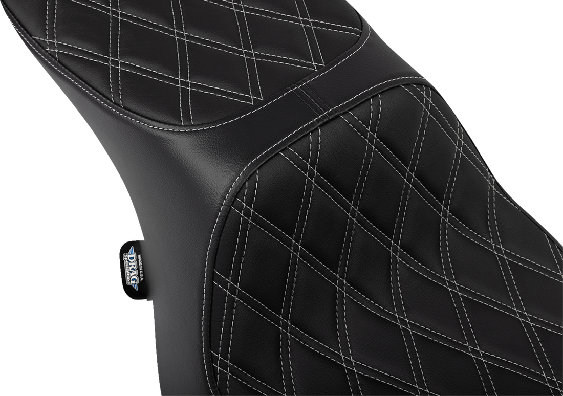 DRAG SPECIALTIES SEATS Predator 2-Up Seat - Vinyl - Double Diamond Silver Stitch - w/o Backrest - FLTR/FLHX '23-'24 4692C