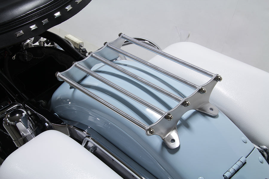 49-0304 - Wyatt Gatling Old Style Polished Luggage Rack by V-Twin