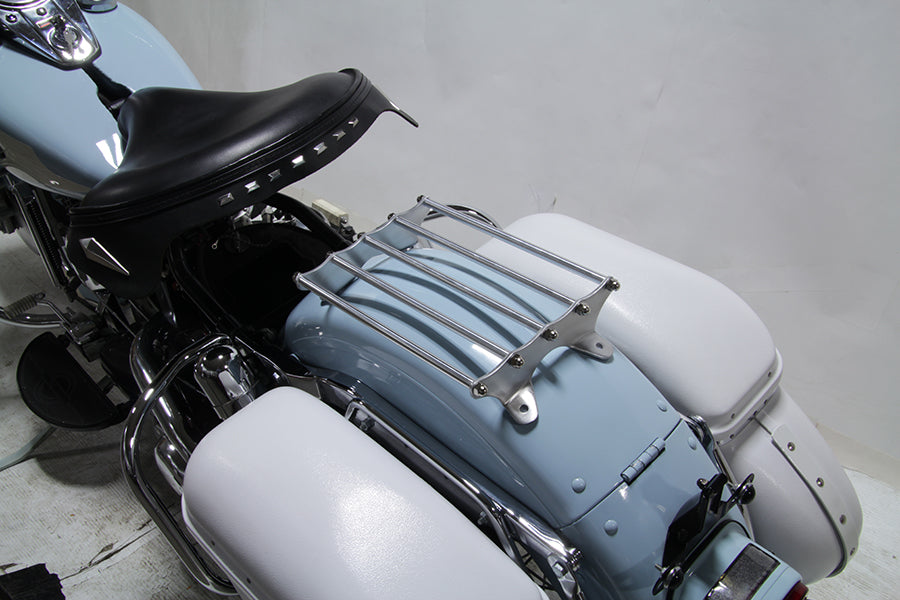 49-0304 - Wyatt Gatling Old Style Polished Luggage Rack by V-Twin