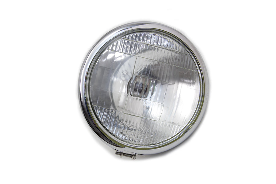 49-0312 - 6-1/2 inch Round Headlamp Chrome by V-Twin