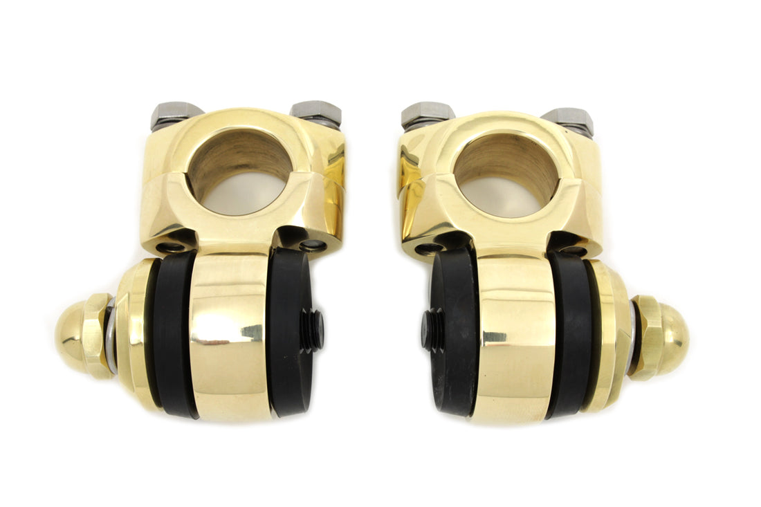 49-0489 - Polished Brass Flanders Riser Tops by V-Twin