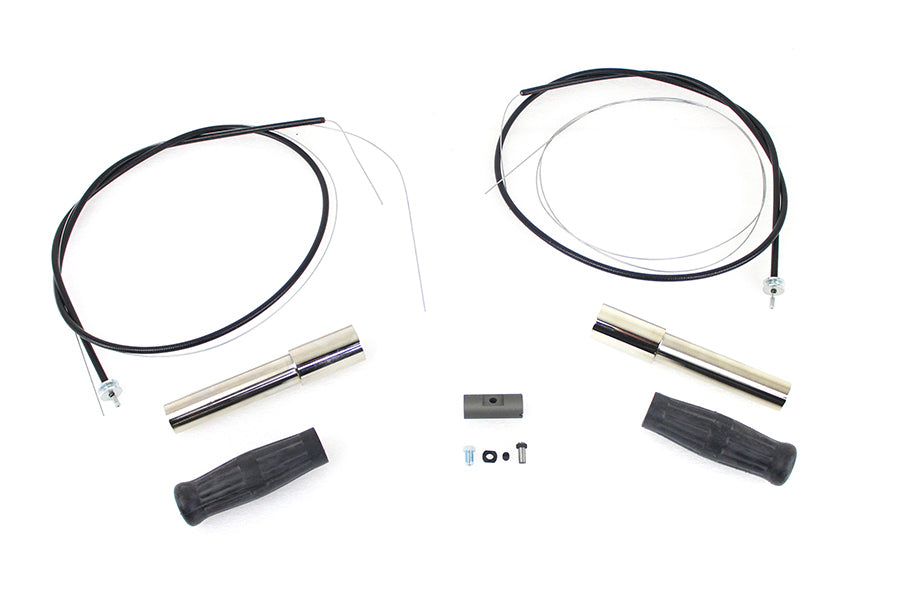49-0674 - Throttle and Spark Cable Spiral Kit Nickel Plated by V-Twin
