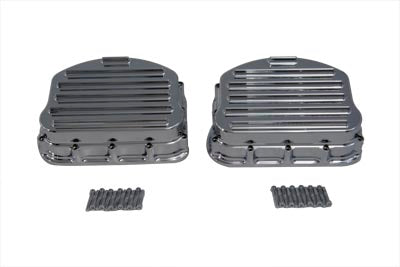49-0789 - Full Finned Panhead Rocker Box Cover Set Chrome by V-Twin